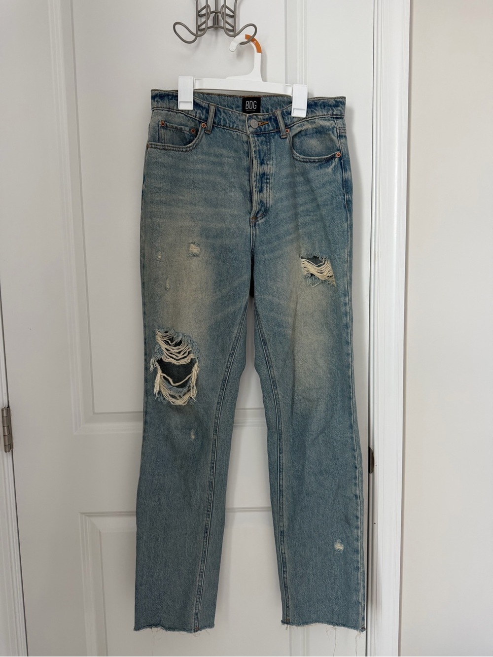 BDG Light Blue Distressed Straight Jeans